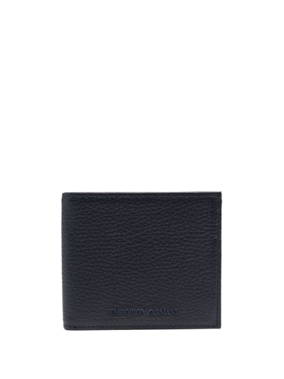 Emporio Armani Logo-rubberised Leather Wallet In Blue