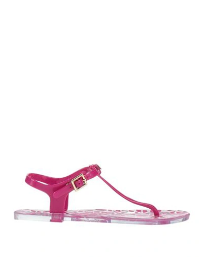 Armani Exchange Woman Toe Strap Sandals Fuchsia Size 8.5 Pvc - Polyvinyl Chloride In Pink