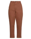 Haikure Woman Pants Brown Size 30 Cotton, Elastane In Beige