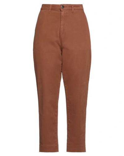Haikure Woman Pants Brown Size 30 Cotton, Elastane In Brown