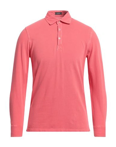 Rossopuro Man Polo Shirt Coral Size 3 Cotton In Red