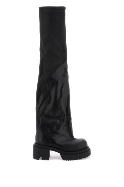 Rick Owens Bogun 78mm Leather Flared Boots In Black