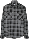 Off-white Dark Grey Cotton Check Flann Padded Over Shirt In Grey