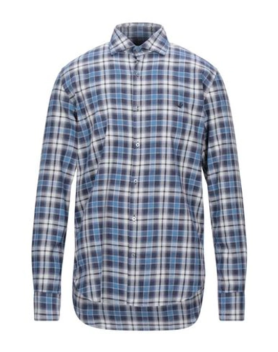 Brooksfield Man Shirt Slate Blue Size 16 Cotton