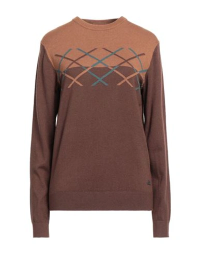 Yes Zee By Essenza Man Sweater Cocoa Size Xl Polyamide, Acrylic, Wool, Polyester In Brown