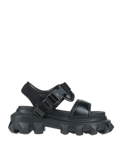 Valentino Garavani Woman Sandals Black Size 5.5 Soft Leather