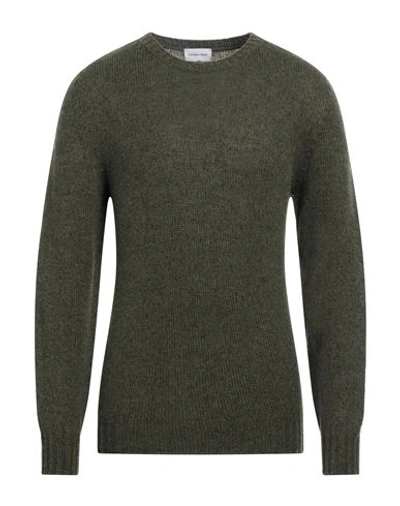Scaglione Man Sweater Military Green Size L Merino Wool In Green
