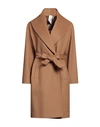 Annie P . Woman Coat Camel Size 10 Virgin Wool, Polyamide, Cashmere In Beige