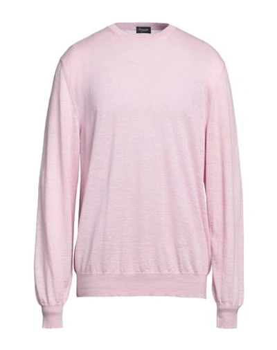 Drumohr Man Sweater Pink Size 42 Cashmere, Linen, Silk In Pink