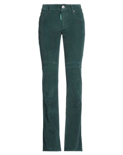 DSQUARED2 DSQUARED2 WOMAN PANTS DEEP JADE SIZE 2 COTTON, ELASTANE