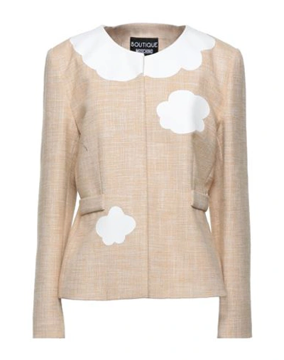 Boutique Moschino Woman Blazer Sand Size 10 Cotton, Polyester In Beige
