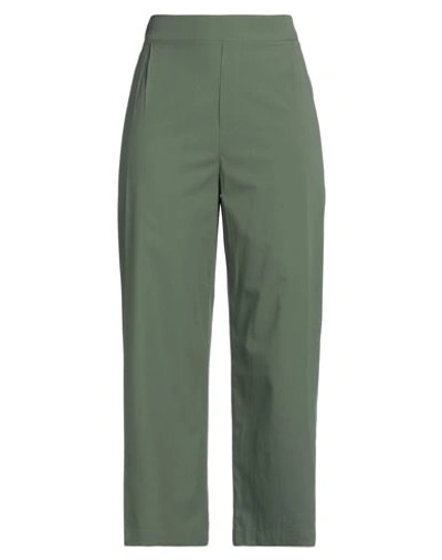 1-one Woman Pants Military Green Size 4 Cotton, Elastane