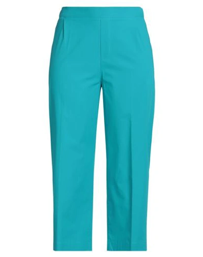 1-one Woman Pants Turquoise Size 6 Cotton, Elastane In Blue