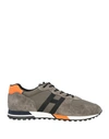 Hogan Man Sneakers Khaki Size 14 Textile Fibers, Soft Leather In Beige