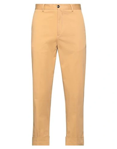 People (+)  Man Pants Mustard Size 32 Cotton, Elastane In Yellow