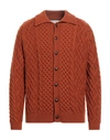 Amaranto Man Cardigan Rust Size M Wool In Red