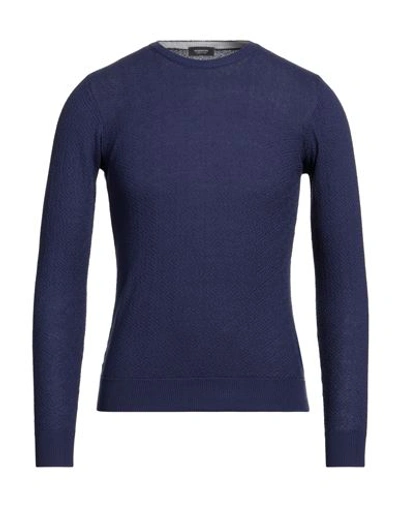 Rossopuro Man Sweater Navy Blue Size 7 Cotton