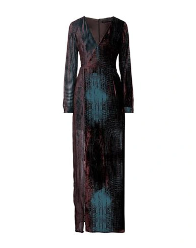 Le Piacentini Woman Maxi Dress Brown Size 4 Viscose, Silk