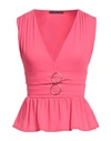 Guess Woman Top Fuchsia Size Xs Polyester In Pink