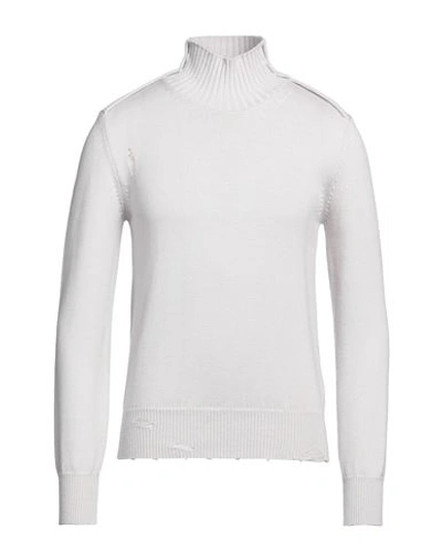 Paolo Pecora Man Turtleneck Light Grey Size M Virgin Wool In White