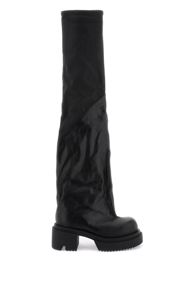Rick Owens Bogun 78mm Leather Flared Boots In Black