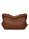 Mansur Gavriel M Frame Leather Clutch In Brown