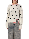 Marni Polka-dot Jacquard-knit Wool Sweater In Stone White