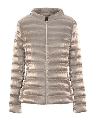 Herno Woman Down Jacket Platinum Size 2 Polyester In Nude