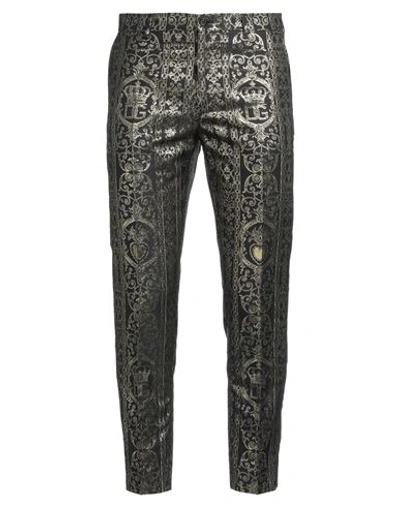 Dolce & Gabbana Man Pants Gold Size 38 Polyester, Metallic Fiber