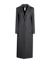 Annie P . Woman Coat Lead Size 4 Virgin Wool, Polyamide In Grey
