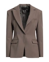 Federica Tosi Woman Blazer Khaki Size 10 Polyester, Wool, Elastane In Beige