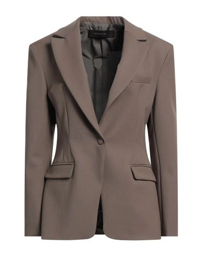 Federica Tosi Woman Blazer Khaki Size 10 Polyester, Wool, Elastane In Beige