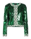 Elisabetta Franchi Woman Jacket Green Size 6 Polyester, Plastic
