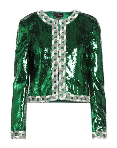 Elisabetta Franchi Woman Blazer Emerald Green Size 10 Polyester, Plastic