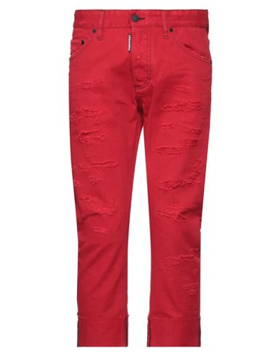 Dsquared2 Man Jeans Red Size 38 Cotton, Elastane