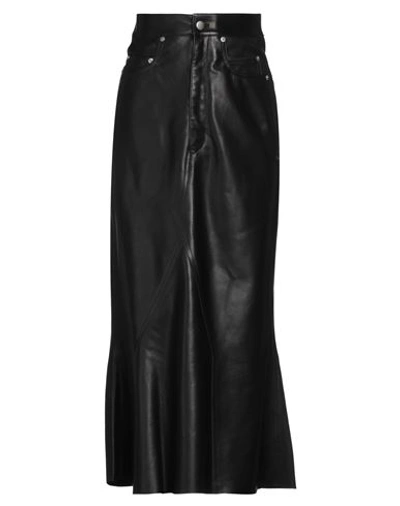 Rick Owens Woman Midi Skirt Black Size 6 Bovine Leather