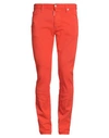 Dsquared2 Man Denim Pants Orange Size 32 Cotton, Elastane