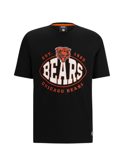 Hugo Boss Boss X Nfl Stretch-cotton T-shirt With Collaborative Branding In Bears