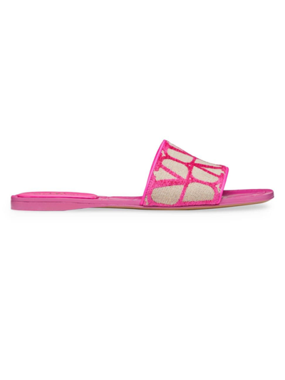 Valentino Garavani Women's Toile Iconographe Slide Sandals In Pink