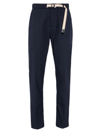 White Sand Men's Belted Mid-rise Pants In Navy