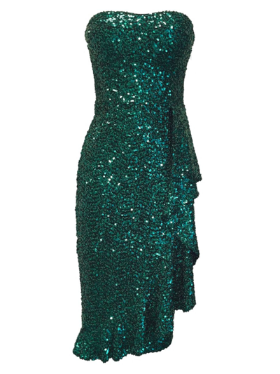 Dress The Population Alexis Sequin Strapless Sheath Dress In Green