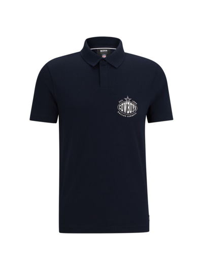 Hugo Boss Boss X Nfl Cotton Polo In Dallas Cowboys Dark Blue
