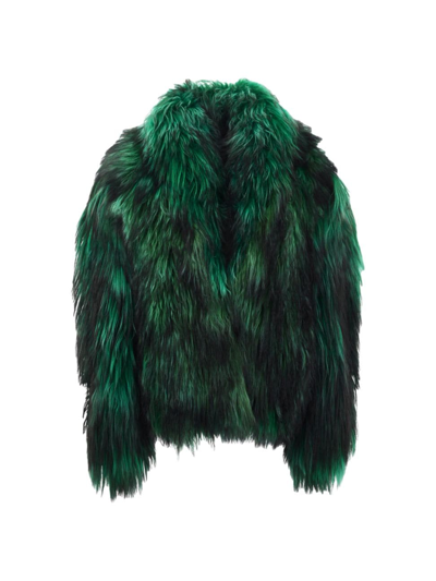 Gorski Long-hair Goat Fur Jacket In Green