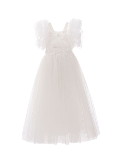 Tulleen Kids' Montclair Embroidered Dress In White