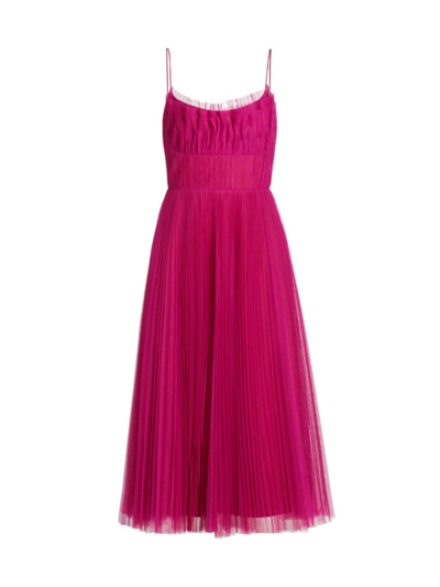 ml Monique Lhuillier Women's Tulle Midi-dress In Fuchsia