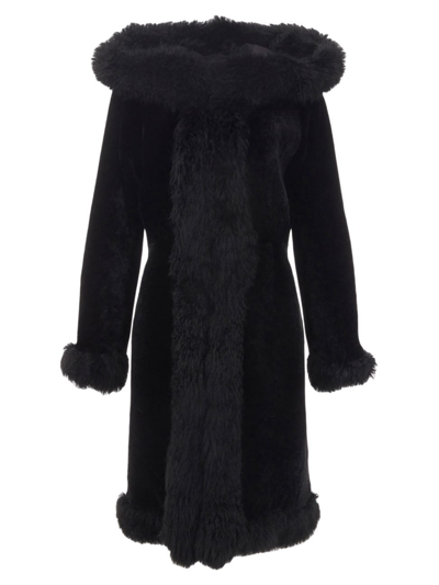 Gorski Women's Reversible Shearling Lamb Parka With Cashmere Goat Trim In Black