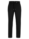 Hugo Boss Drawstring Trousers In Virgin-wool Serge In Black