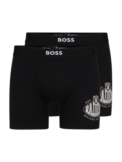 Hugo Boss Boss X Nfl Two-pack Of Boxer Briefs With Collaborative Branding In Raiders