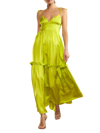 Cynthia Rowley Layered V-neck Silk Dress In Yellow