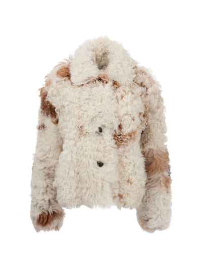 Gorski Curly Lamb Shearling Reversible Jacket In White Spotted